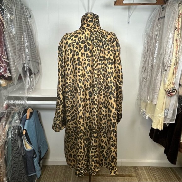 Vintage Dennis Basso Leopard Animal Print Silk Blend Swing Coat Size 3XL - Picture 6 of 16